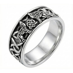 Sygnet Pierścień Nordycki Obrączka Wilki Mitologia 7 / 17,5 / eu 15