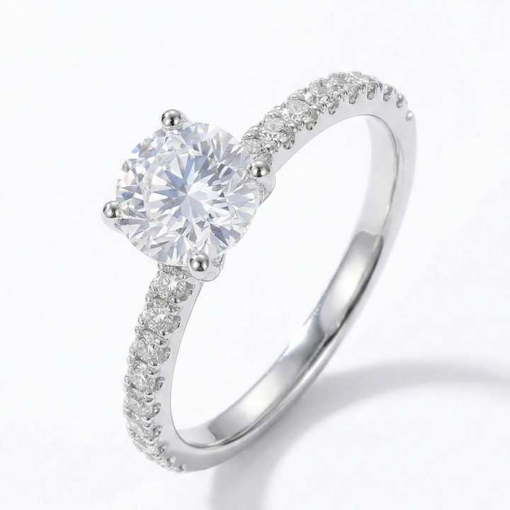 Złoty Pierścionek z Brylantem Cyrkonia ze Stali Chirurgicznej 6 / 16,5 / eu 12